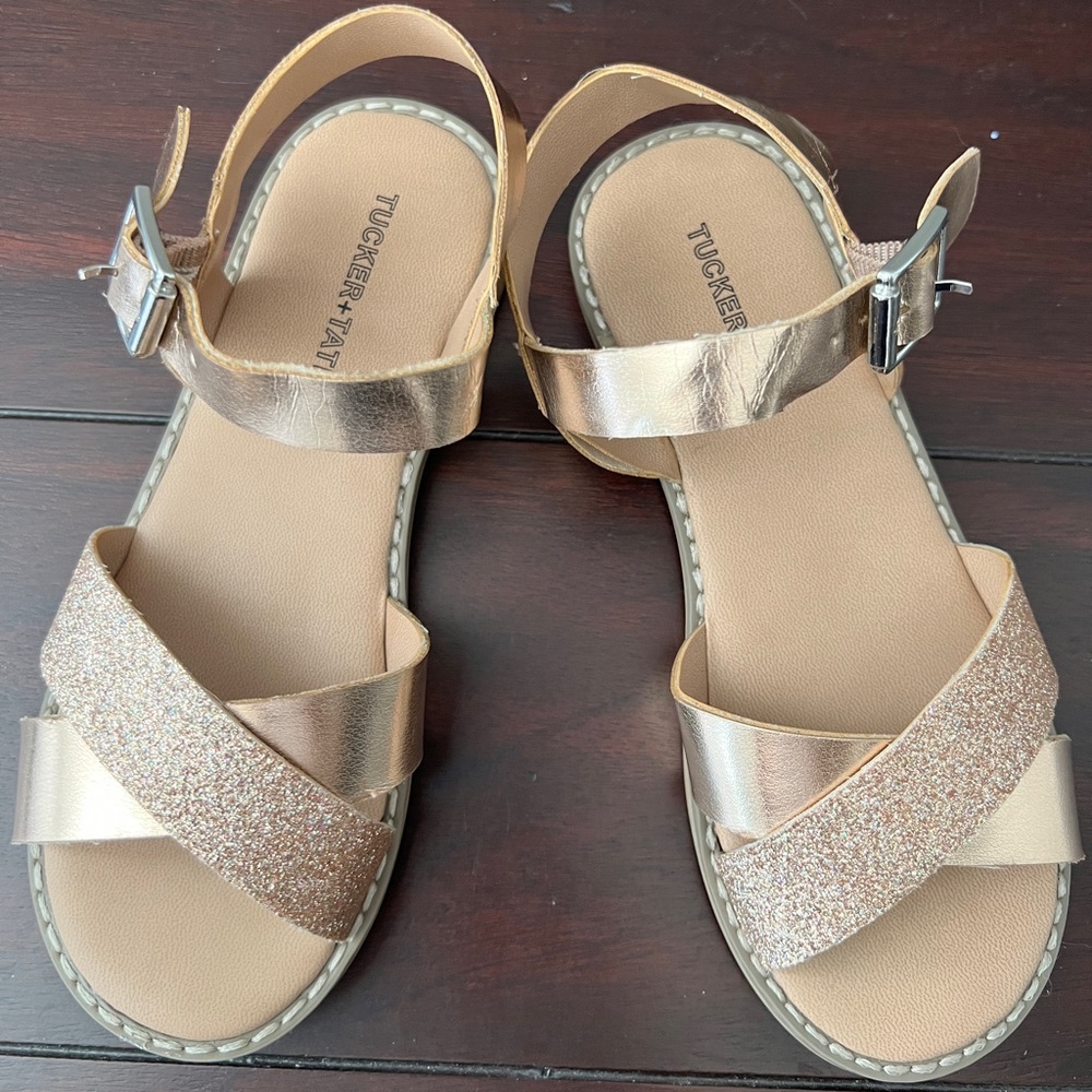 Tucker+Tate Girls Slingback Shoes Color Cream + Gold Glitter Size 13M